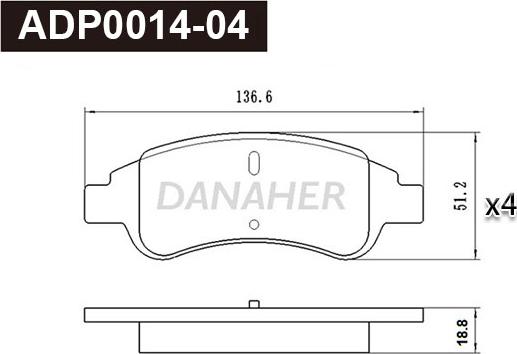 Danaher ADP0014-04 - Kit pastiglie freno, Freno a disco autozon.pro