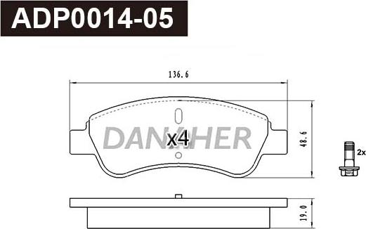 Danaher ADP0014-05 - Kit pastiglie freno, Freno a disco autozon.pro