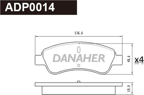 Danaher ADP0014 - Kit pastiglie freno, Freno a disco autozon.pro