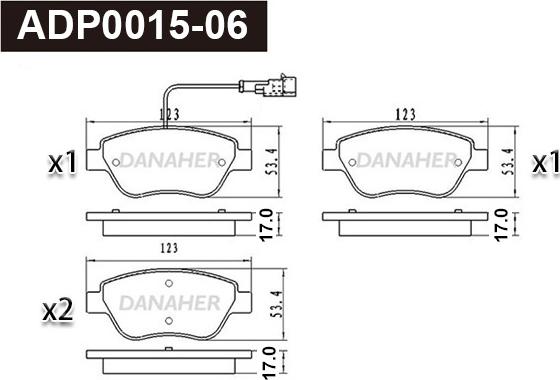 Danaher ADP0015-06 - Kit pastiglie freno, Freno a disco autozon.pro