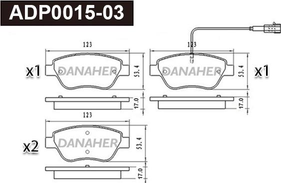 Danaher ADP0015-03 - Kit pastiglie freno, Freno a disco autozon.pro