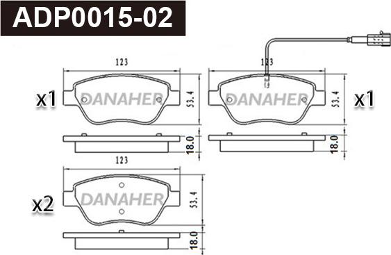 Danaher ADP0015-02 - Kit pastiglie freno, Freno a disco autozon.pro