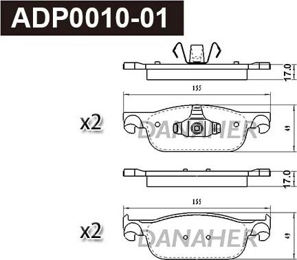 Danaher ADP0010-01 - Kit pastiglie freno, Freno a disco autozon.pro