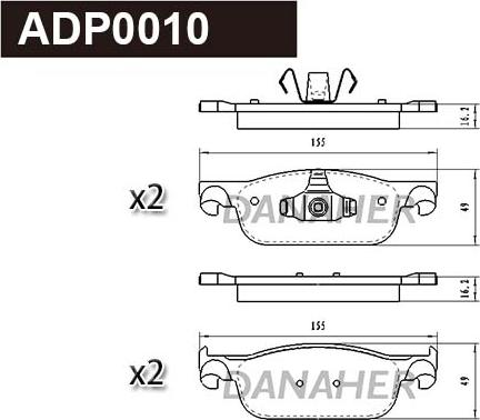 Danaher ADP0010 - Kit pastiglie freno, Freno a disco autozon.pro