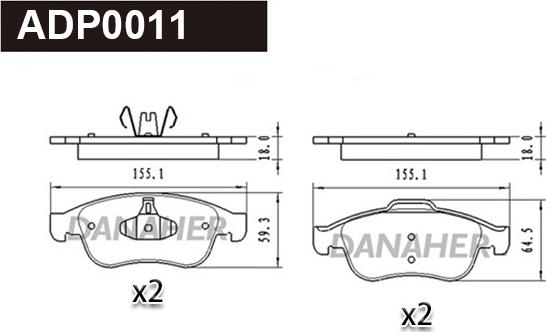 Danaher ADP0011 - Kit pastiglie freno, Freno a disco autozon.pro