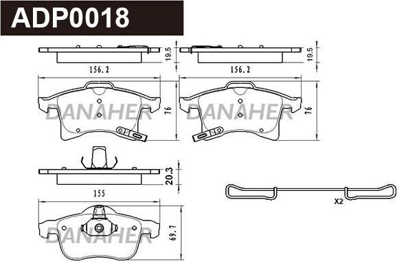 Danaher ADP0018 - Kit pastiglie freno, Freno a disco autozon.pro