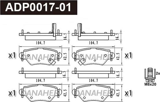 Danaher ADP0017-01 - Kit pastiglie freno, Freno a disco autozon.pro