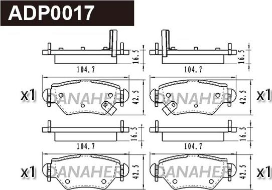 Danaher ADP0017 - Kit pastiglie freno, Freno a disco autozon.pro