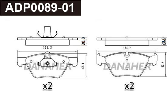 Danaher ADP0089-01 - Kit pastiglie freno, Freno a disco autozon.pro