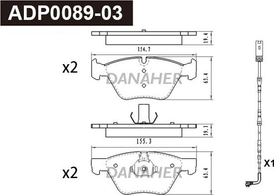 Danaher ADP0089-03 - Kit pastiglie freno, Freno a disco autozon.pro