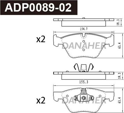 Danaher ADP0089-02 - Kit pastiglie freno, Freno a disco autozon.pro