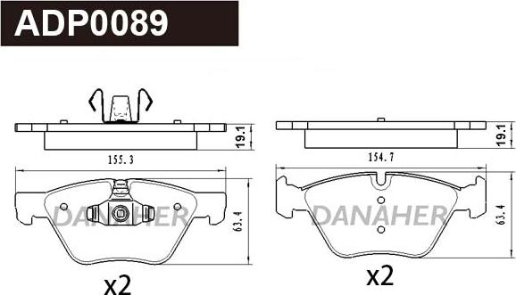 Danaher ADP0089 - Kit pastiglie freno, Freno a disco autozon.pro