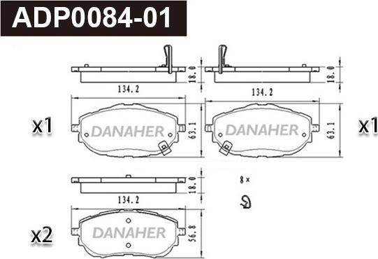 Danaher ADP0084-01 - Kit pastiglie freno, Freno a disco autozon.pro