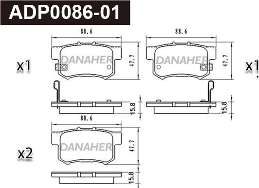 Danaher ADP0086-01 - Kit pastiglie freno, Freno a disco autozon.pro