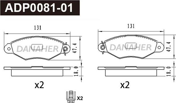 Danaher ADP0081-01 - Kit pastiglie freno, Freno a disco autozon.pro