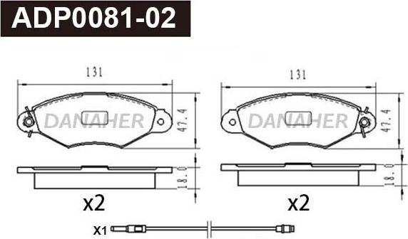 Danaher ADP0081-02 - Kit pastiglie freno, Freno a disco autozon.pro