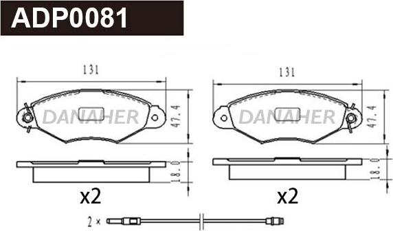 Danaher ADP0081 - Kit pastiglie freno, Freno a disco autozon.pro