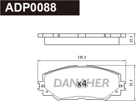 Danaher ADP0088 - Kit pastiglie freno, Freno a disco autozon.pro