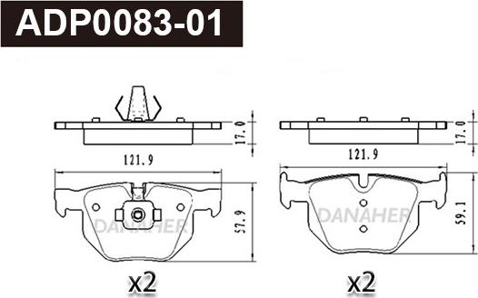 Danaher ADP0083-01 - Kit pastiglie freno, Freno a disco autozon.pro