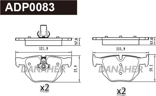 Danaher ADP0083 - Kit pastiglie freno, Freno a disco autozon.pro