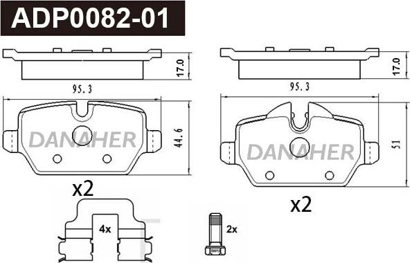 Danaher ADP0082-01 - Kit pastiglie freno, Freno a disco autozon.pro