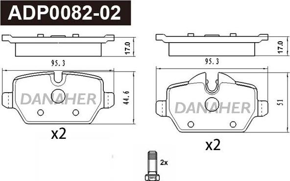 Danaher ADP0082-02 - Kit pastiglie freno, Freno a disco autozon.pro