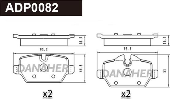 Danaher ADP0082 - Kit pastiglie freno, Freno a disco autozon.pro