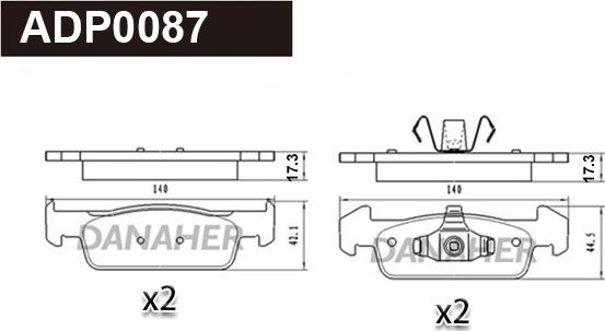 Danaher ADP0087 - Kit pastiglie freno, Freno a disco autozon.pro