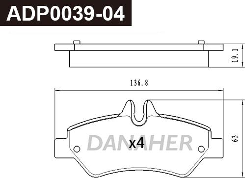 Danaher ADP0039-04 - Kit pastiglie freno, Freno a disco autozon.pro