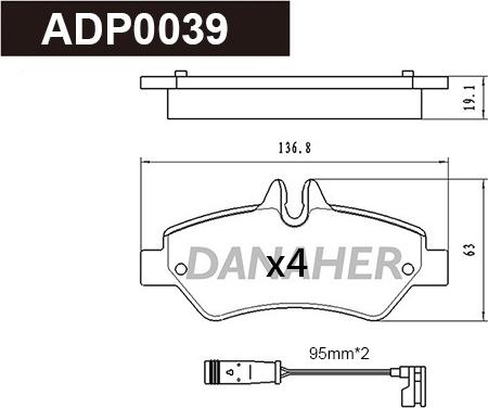 Danaher ADP0039 - Kit pastiglie freno, Freno a disco autozon.pro