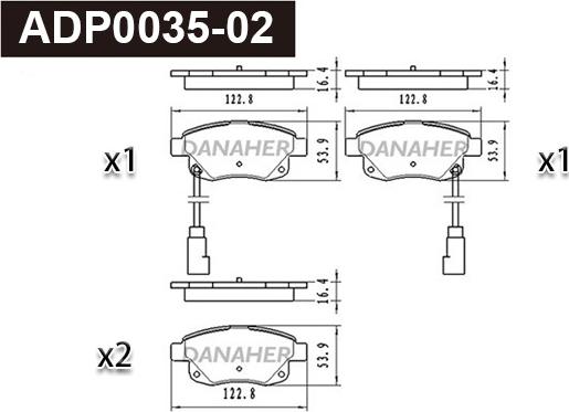 Danaher ADP0035-02 - Kit pastiglie freno, Freno a disco autozon.pro