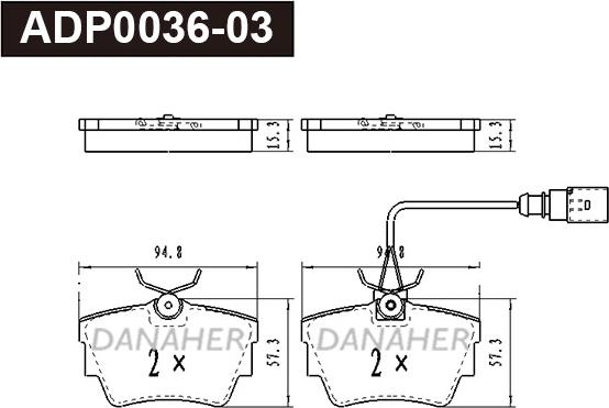 Danaher ADP0036-03 - Kit pastiglie freno, Freno a disco autozon.pro