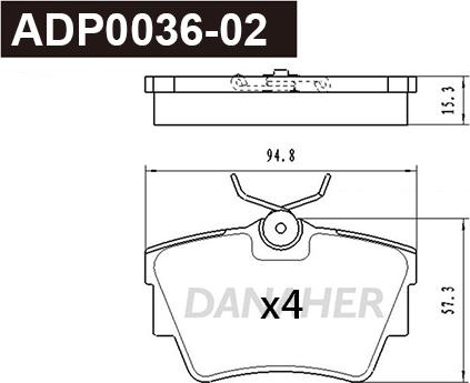 Danaher ADP0036-02 - Kit pastiglie freno, Freno a disco autozon.pro