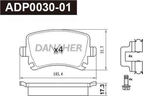 Danaher ADP0030-01 - Kit pastiglie freno, Freno a disco autozon.pro