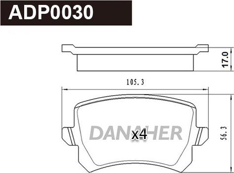 Danaher ADP0030 - Kit pastiglie freno, Freno a disco autozon.pro