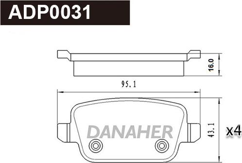 Danaher ADP0031 - Kit pastiglie freno, Freno a disco autozon.pro