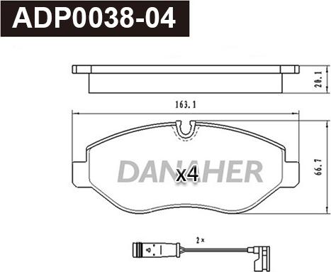 Danaher ADP0038-04 - Kit pastiglie freno, Freno a disco autozon.pro