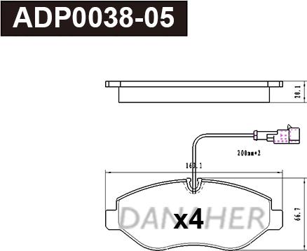 Danaher ADP0038-05 - Kit pastiglie freno, Freno a disco autozon.pro