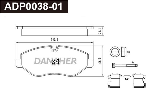 Danaher ADP0038-01 - Kit pastiglie freno, Freno a disco autozon.pro