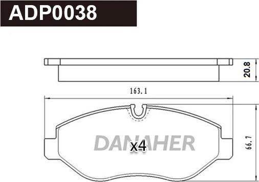 Danaher ADP0038 - Kit pastiglie freno, Freno a disco autozon.pro