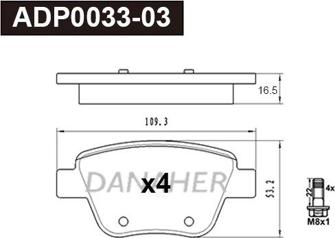 Danaher ADP0033-03 - Kit pastiglie freno, Freno a disco autozon.pro