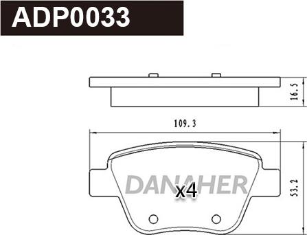 Danaher ADP0033 - Kit pastiglie freno, Freno a disco autozon.pro