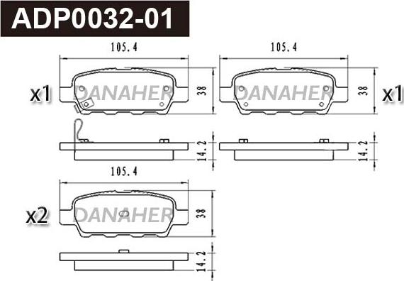 Danaher ADP0032-01 - Kit pastiglie freno, Freno a disco autozon.pro