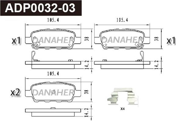 Danaher ADP0032-03 - Kit pastiglie freno, Freno a disco autozon.pro