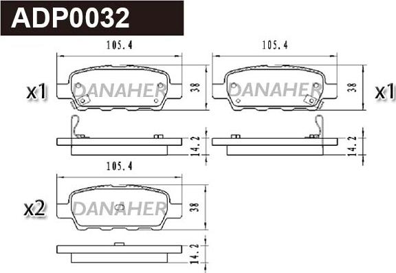 Danaher ADP0032 - Kit pastiglie freno, Freno a disco autozon.pro