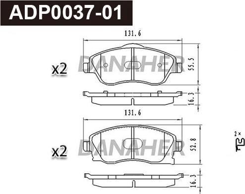 Danaher ADP0037-01 - Kit pastiglie freno, Freno a disco autozon.pro