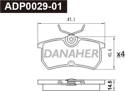 Danaher ADP0029-01 - Kit pastiglie freno, Freno a disco autozon.pro