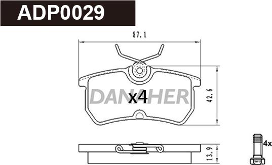 Danaher ADP0029 - Kit pastiglie freno, Freno a disco autozon.pro