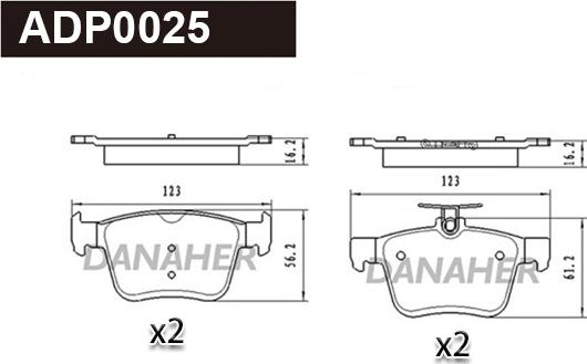 Danaher ADP0025 - Kit pastiglie freno, Freno a disco autozon.pro