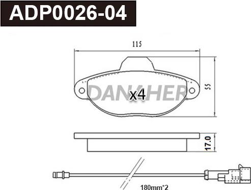 Danaher ADP0026-04 - Kit pastiglie freno, Freno a disco autozon.pro